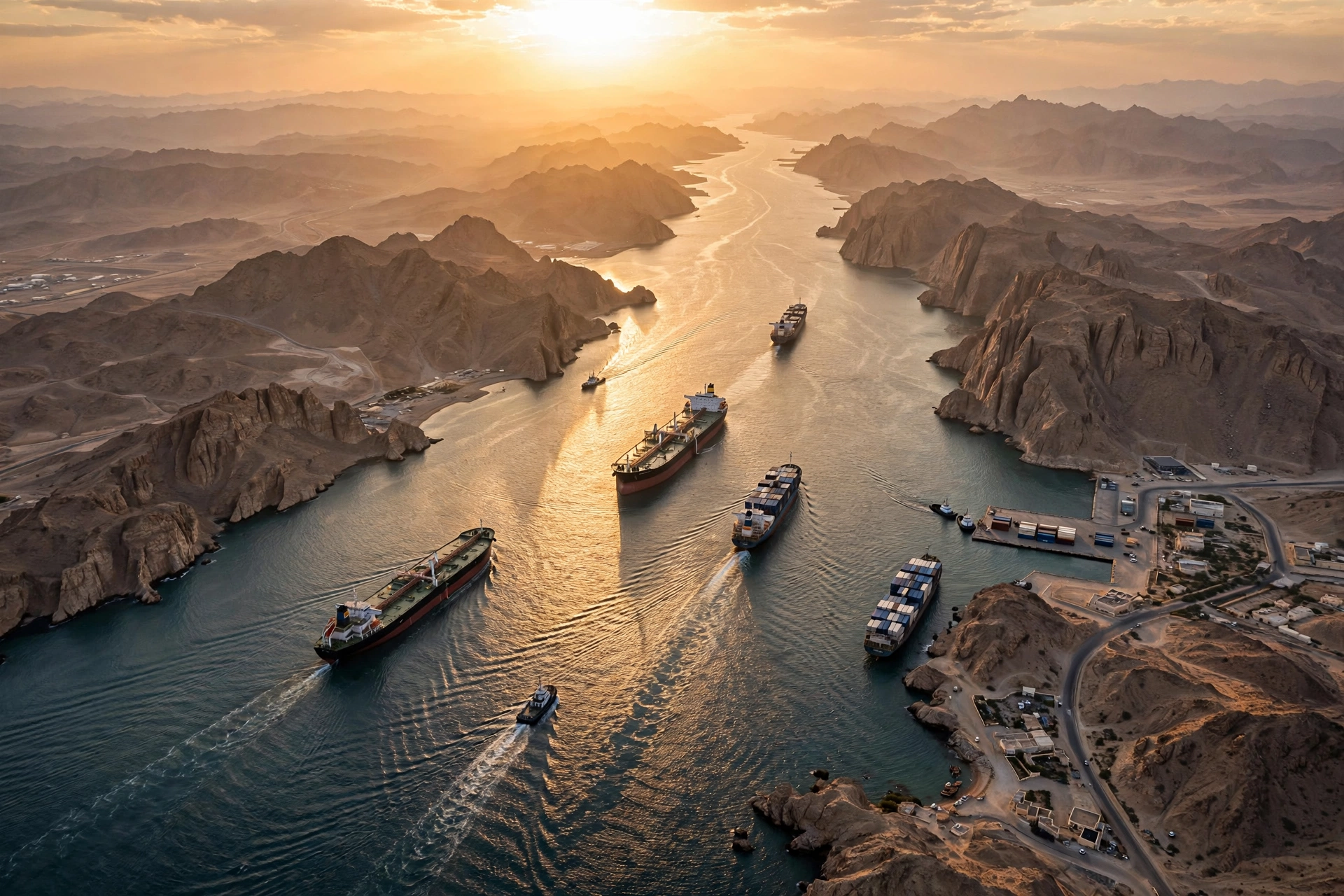 Oil tankers passing through the Strait of Hormuz