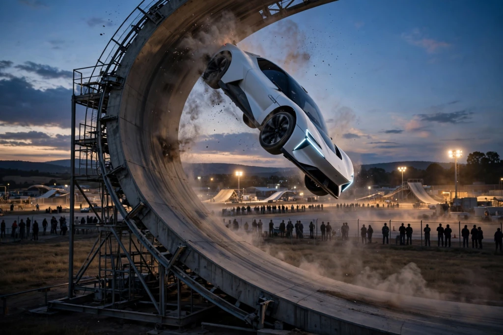 Tesla's Flying Roadster Climbs Walls and Hits 60 mph in 0.81 Seconds